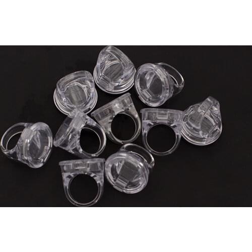 1Pc Transparent Tattoo Ink Ring Cup Pigment Caps With Lid Eyelash Extend Glue Holder Container Permanent Makeup Tool Accessories