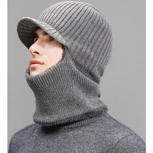 Fashion Winter Windproof Hats Mens Hooded Hats Thick Warm Masked hats Warm Outdoor Sports Hat Soft Casual Cap Cycling Ski Hat