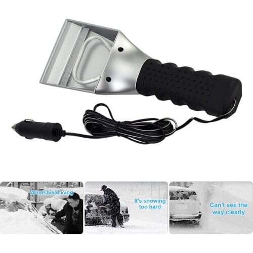 12V Electric Heated Car Ice Scraper Automobiles Cigarette Lighter Snow Removal Shovel Windshield Glass Defrost Removal TSLM1