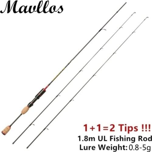 Mavllos Soft Carbon Fiber Fishing Spinning Rod 1.8M Lure UL Pole Tip Line Weight 2-5lb Ultralight Carp Fishing Rod Wooden Handle