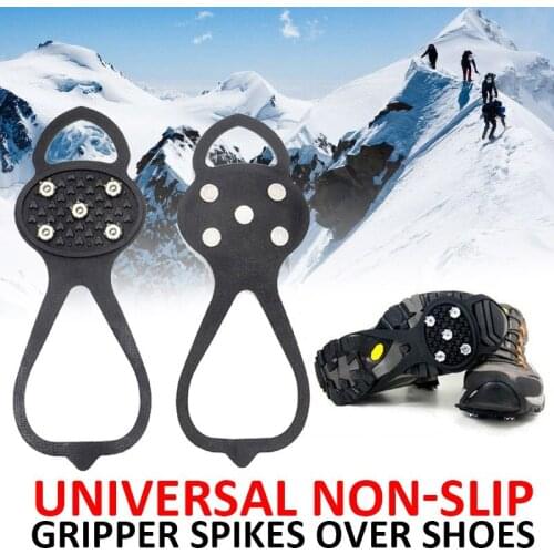 Universal Non-Slip Ice Gripper Spikes Over Shoes 5 Teeth Durable Cleats High Quality Elasticity For Snow Studs Climbing Hiking