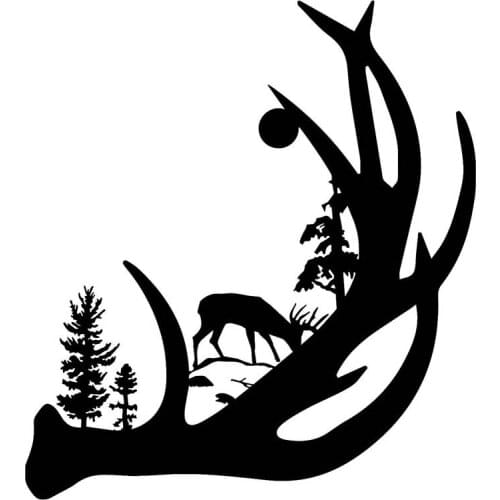 Deer Antler with forest back ground Vinyl Decal Sticker car accessories car stickers and decals bumper