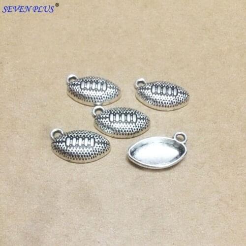 High Quality 50 Pieces/Lot 18mm*11mm Antique Silver Plated Alloy Metal American Football Charms