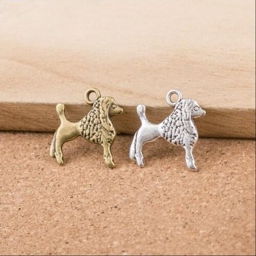 High Quality 30Pieces/Lot 17mm*18mm Antique Silver plated Antique Bronze Plated Poodle Charms Dog Charms Pendants Jewelry Making