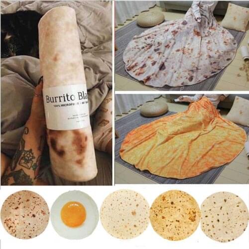 WOSTAR Soft warm flannel burrito blankets 200Gsm round shape throw blankets coral fleece tortilla nap wrap travel egg blankets