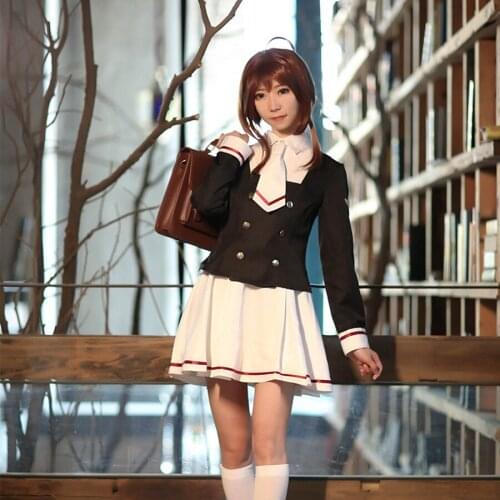 Japanese Anime Card Captor Clear Card Sakura Kinomoto Tomoeda Elementary School Sailor Uniform Anime Cosplay Costume O