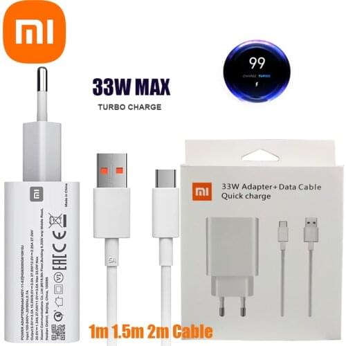 33w charger xiaomi EU Turbo Charge Original type C cable For Xiaomi redmi note 9 pro POCO X3 nfc Mi 10 9 9t pro note 10 10X LITE