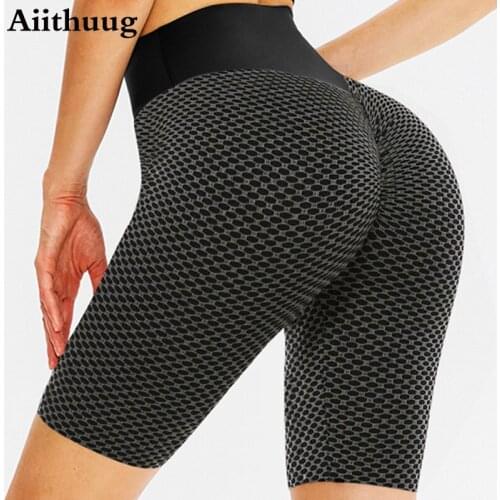 Aiithuug High Waist Yoga Shorts for Women Workout Shorts Butt Lifting Textured Scrunch Booty Shorts Sports Shorts Workout Short