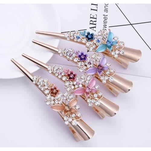 Flower Rhinestone Women Hair Accessories Beautiful Floral Hair Clip Girls Hair Pins Sweet Wedding Headwear Crystal Barrette