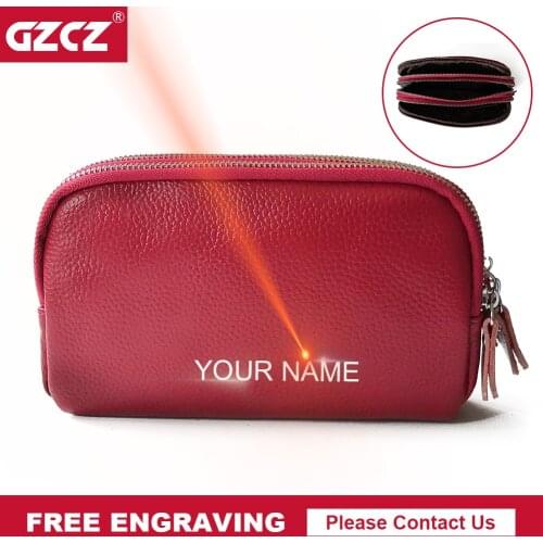 Cow Leather Womens Wallet Large Capacity Cell Phone Pocket Three Zipper Ladies Clutch Bag Passcard Pocket Female Casual Wallet