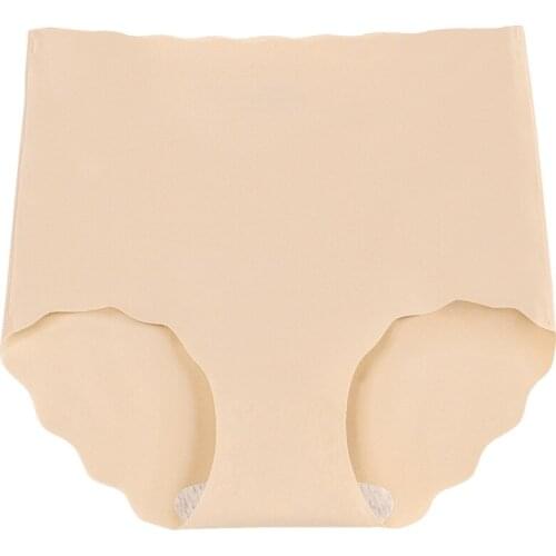 1PC Female High-Waisted Multicolor Four Seasons Seamless Ice Silk Underwear Cotton Crotch Antibacterial Breathable Abdomen Hip