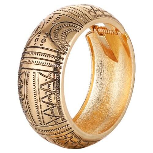 1 Pc Punk Women Metal Gothic Wide Bracelet Gifts Vintage Totem Pattern Cuff Bangle Fashon For Lady Girl