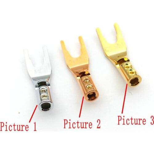 10pcs Red Copper Speaker Cable Spade Connector Terminal Plug adapter connector