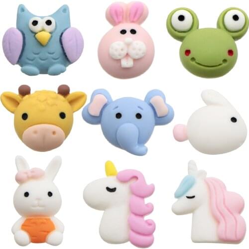 10pcs/lot Mini Cute Cartoon Animals Bear Deer Frog 3D Resin For Stress Relief Hand Toy Funny Gift 3D Cabochon Charms,10Yc18398