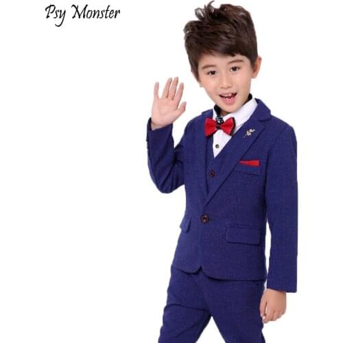 Flowers Boys Formal School Suit Kids Wedding Party Bridegroon Dress Blazer Vest Pants 3Pcs Tuxedo Children Prom Ceremony Costume