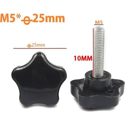 30pcs/LOT M5X10 Male Thread 5 Star Shaped Head 25mm Diameter Star Knob Grips Clamping Screw Knob M5xD25X10