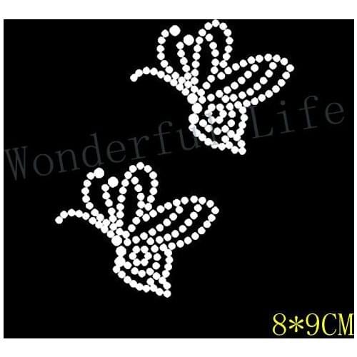 Free shipping small butterfuly hotfix rhinestones transfer design motif bling for clothing