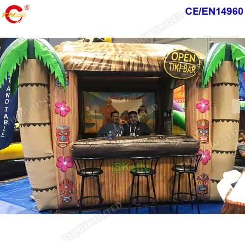 Free door shipping custom made inflatable tiki tent for sale, beach inflatable tiki pub tent food stand