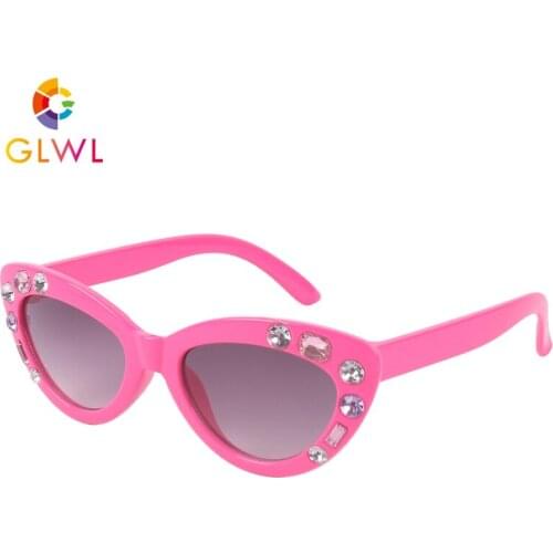 Shinny Girls Sunglasses With Rhinestone Baby Sun Glasses 2021 White Eyeglasses Childrens Sunglass Cat Eye Colored Frames Lenses