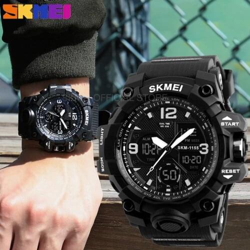 SKMEI Fashion Sports Watches For Men Shockproof Waterproof Digital Wristwatches Men Watch 2 Time Chrono Male reloj hombre 1155B
