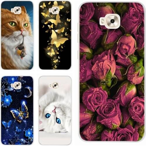 For Asus Zenfone 4 Selfie ZD553KL Case X00LD Soft Silicone Phone Cover For Asus ZD553KL ZD 553 KL Phone Cases Cat Flowers Fundas