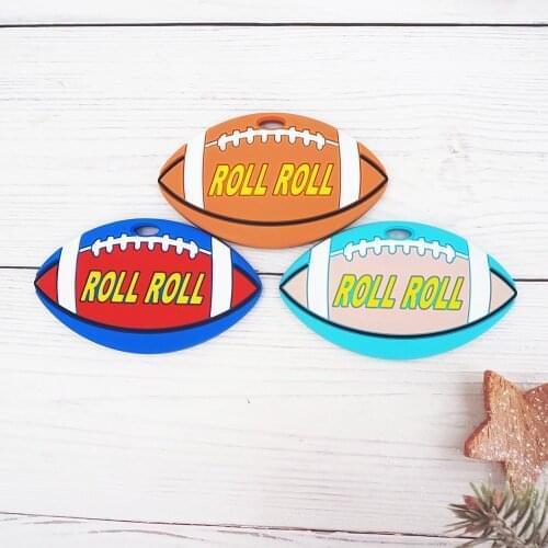 Chenkai 5PCS BPA Free Silicone FootbalTeether Chew Teething Nursing Toys For Baby Pacifier Clip Chain Accessories