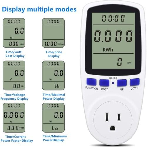 230V AC EU Digital LCD Power Meter Wattmeter Socket Wattage Kwh Energy Meter EU US UK Measuring Outlet Power Analyzer