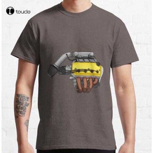 D16 Engine Sticker Yellow Civic Jdm Engine Jdm Engine Japanese Engine T-Shirt Cotton Tee Shirt