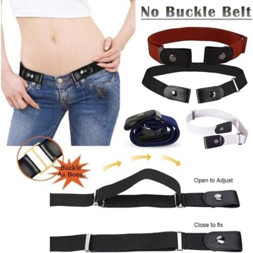 Unisex Belt Elastic Buckle-Free Invisible Adjustable Waist Belt Waistband Decor