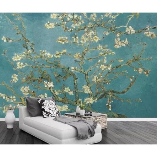 Background wall of TV of canvas of white flower tree canvas sitting room sofa background wall