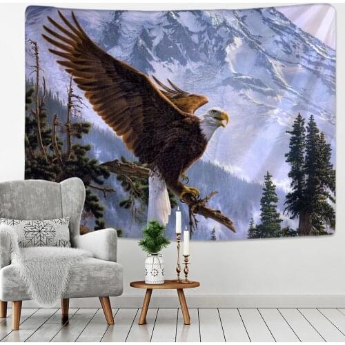 Eagle Flying Tapestry Wall Hanging Blue Sky White Clouds Beach Mat Travel Mattress Small Fresh Bohemian Home Decor