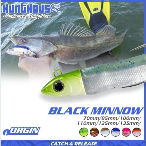 Hunthouse fishing minnow black black minnow head 25g 40g 60g 90g 120g 90mm 110mm 125mm 135mm 155mm minnow black leurre souple