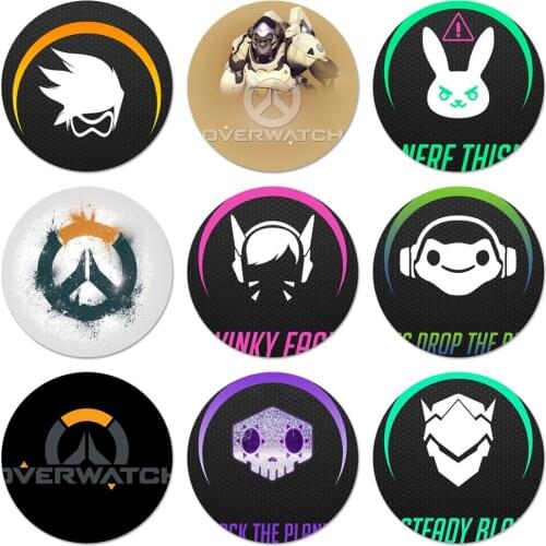 58mm Games Overwatchs Logo Icons Pins Badge Decoration Brooches Metal Badges For Clothes Backpack Decoration
