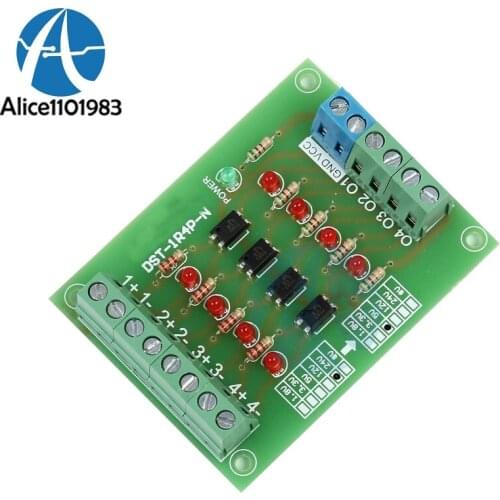 24V to 5V 4CH 4 Channel Optocoupler Isolation Board Isolated Module PLC Signal Level Voltage Converter Board 4Bit