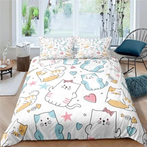 Bedding Set Luxury 3D Cartoon Dog Print 2/3Pcs Comfortable Kids Duvet Cover Pillowcase Home Textile Single Queen and King Size