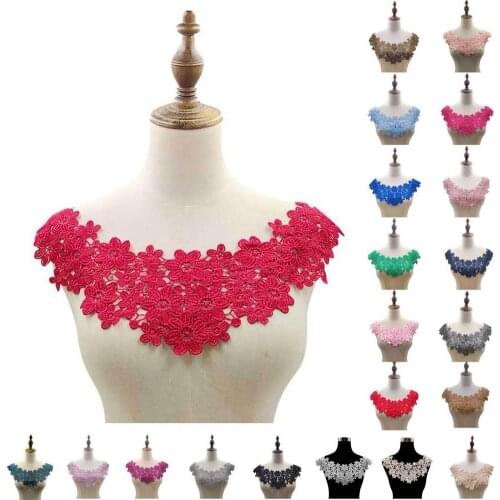 Black Red Green Hollow Flower Lace Neckline Fabric for DIY Craft Lace Neckline Collar Garment Accessories Scrapbooking