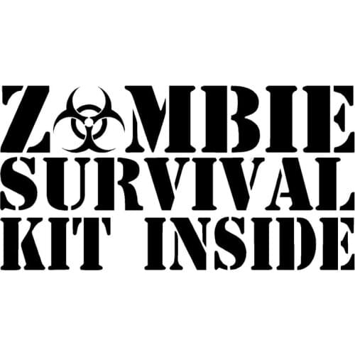 15.2CM*7.9CM Zombie Survival Kit Inside Decal Car Styling Accessories Fashion Funny Car Sticker Black Sliver C8-1040