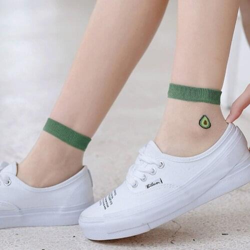 Q Women Socks New Girls Women Fashion Thin Funny Socks Women Breathable Transparent Cute Fruit Women Color Socks Korea Style