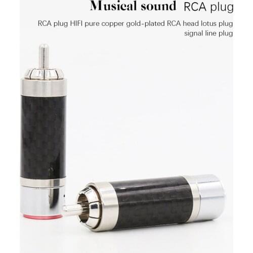 Rhodium-Plated Platinum Carbon Fiber Rca Plug Pure Copper Lotus Plug Signal Cable Plug Hifi Power Plug Copper Alloy Connector