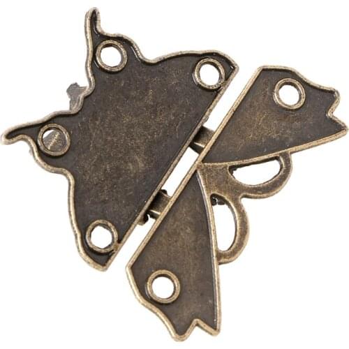Retro Vintage Butterfly Latch Hasp Wooden Jewelry Box Case Lock Pad Chest Lock