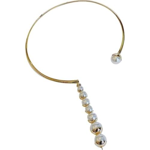 Luxury Gold Color Pendant Necklaces Big Circle Round Pendant Big Imitation Pearl Necklace Women Jewelry Accessories Gifts