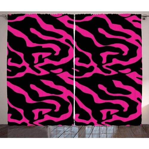 Pink Zebra Curtains Fashion Zebra Stripes Exotic Safari in Feminine Tones Vibrant Abstract Living Room Bedroom Window Drapes