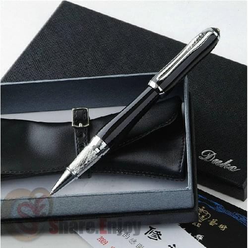 ROLLER BALL PEN DUKE ELEGANT LADY SERIES BLACK AND SILVER WITH ORIGINAL BOX