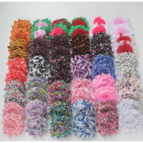 Free DHL 77y 2.5" Print Chiffon Shabby Flowers for Baby Girl Hair Accessories Girls Flower Hair Accessories DIY Crafting Flowers