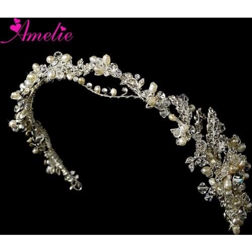 Free Shipping Wholesale Handmade Rhinstone And Pearl Bridal Vintage Headbands Ornaments Art Deco Headband Wedding Crown Tiara