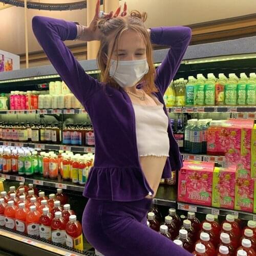 Women Autumn Winter Solid Color Zipper Open Frilled Hooded Top Low Waist Tight-Fitting Hip-Lifting Pencil Pants Two-Piece Suit