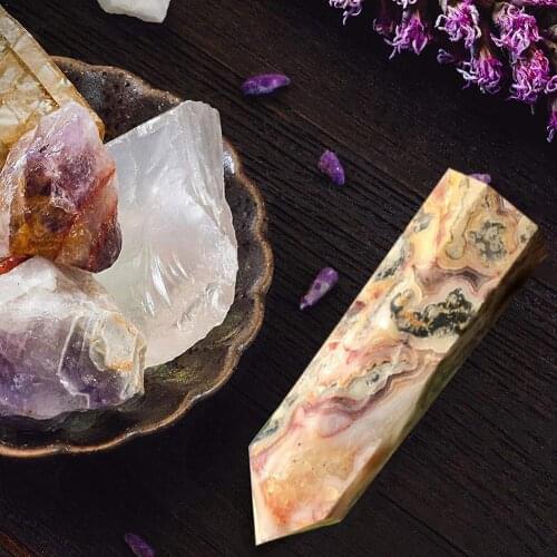 1PCS 9-10cm Natural Crazy Agate Obelisk Quartz Crystal Treatment pot, Gem Wand decor,planting , aquarium, Minaret For home H6J5