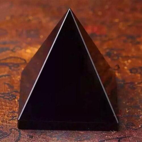 1pc Pure Natural Crystal Stone Obsidian Pyramid Jewelry Living Room Office Decoration