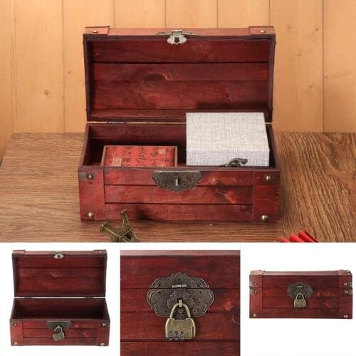 1pc Antique Wooden Table Sundries Container Organizer Jewelry Storage Box Home Decor Storage Boxes