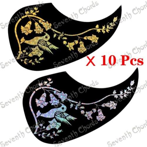 10 Pcs 40 " 41 " Black Hummingbird Flower Pickguard Pick Guard Anti-scratch Plate for Acoustic Guitar - Comma Shape